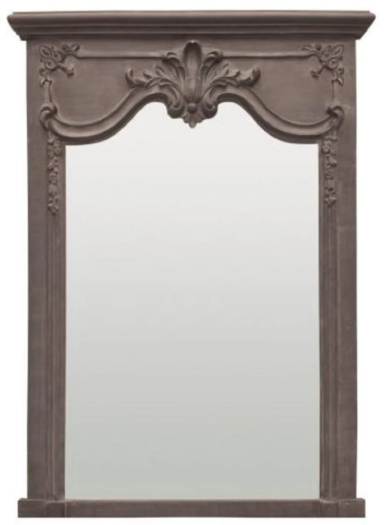 Casa Padrino Barock Spiegel Grau - Handgefertigter Wandspiegel im Barockstil - Barock Wohnzimmer Spiegel - Barock Garderoben Spiegel - Barock Deko Accessoires