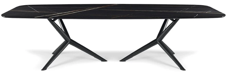 Casa Padrino Luxus Esstisch Schwarz 300 x 120 x H. 75 cm - Esszimmertisch mit hochwertiger Keramik Tischplatte - Moderne Esszimmer Möbel - Luxus Qualität - Made in Italy
