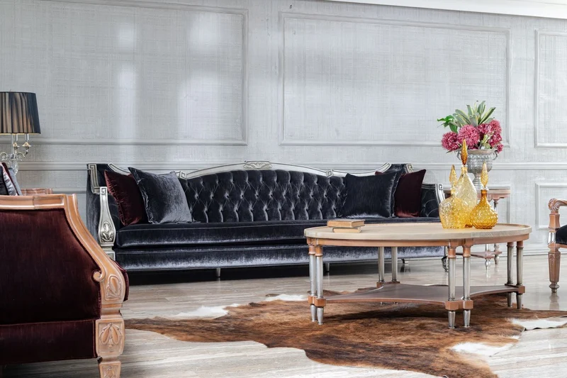 Casa Padrino Luxus Barock Wohnzimmer Sofa Lila / Silber - Prunkvolle Barock Wohnzimmer & Hotel Möbel