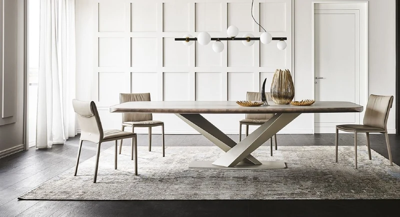 Casa Padrino Luxus Esstisch Mehrfarbig / Titanfarben 300 x 128 x H. 73 cm - Esszimmertisch mit hochwertiger Keramik Tischplatte - Moderne Esszimmer Möbel - Luxus Qualität - Made in Italy