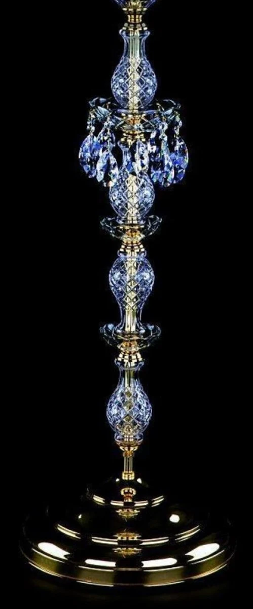Casa Padrino Luxus Barock Kristall Stehleuchte Gold Ø 56 x H. 160 cm - Prunkvolle Stehlampe mit Böhmischem Kristallglas - Barock Kristall Leuchten