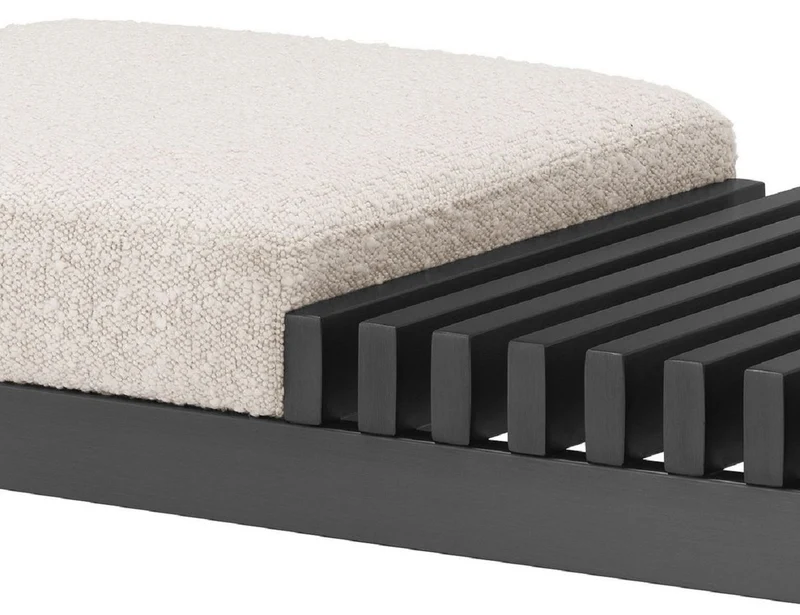 Casa Padrino Luxus Sitzbank Creme / Bronze 140 x 44 x H. 45 cm - Gepolsterte Edelstahl Bank - Wohnzimmer Möbel - Hotel Möbel - Luxus Kollektion