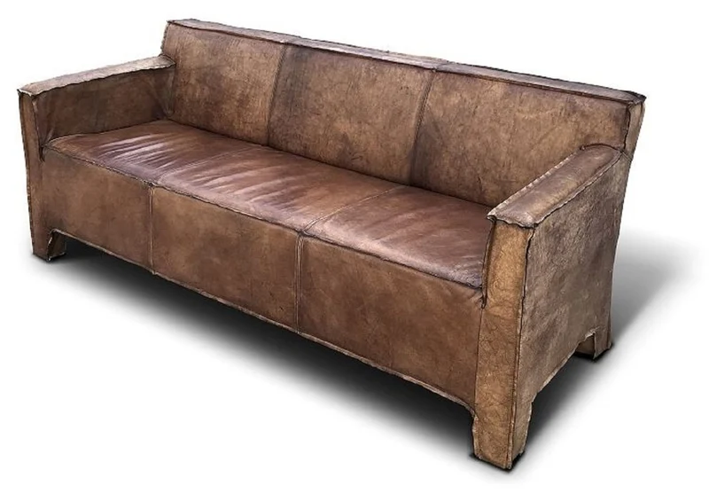 Casa Padrino Luxus Vintage Leder Sofa 185 x 66 x H. 82 cm - Verschiedene Farben - Echtleder Wohnzimmer Sofa - Luxus Echtleder Möbel
