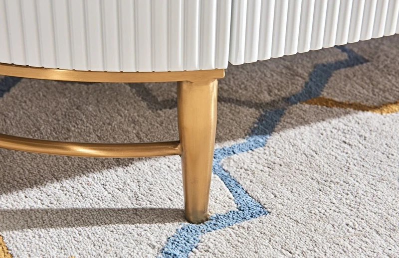 Casa Padrino Luxus Couchtisch Weiß / Messingfarben / Gold 130 x 70 x H. 42 cm - Moderner Wohnzimmertisch mit 4 Schubladen - Moderne Wohnzimmer Möbel