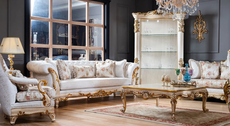 Casa Padrino Luxus Barock Vitrine Weiß / Beige / Gold - Handgefertigter Massivholz Vitrinenschrank mit Glastür - Barock Möbel