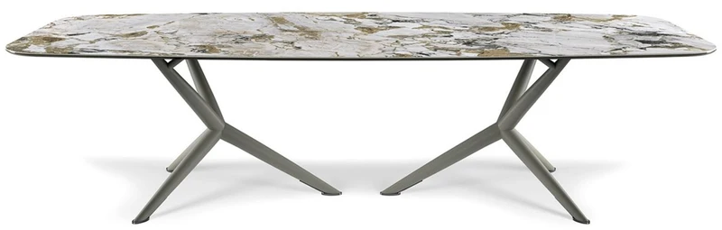 Casa Padrino Luxus Esstisch Mehrfarbig / Grau 300 x 120 x H. 75 cm - Esszimmertisch mit hochwertiger Keramik Tischplatte - Moderne Esszimmer Möbel - Luxus Qualität - Made in Italy