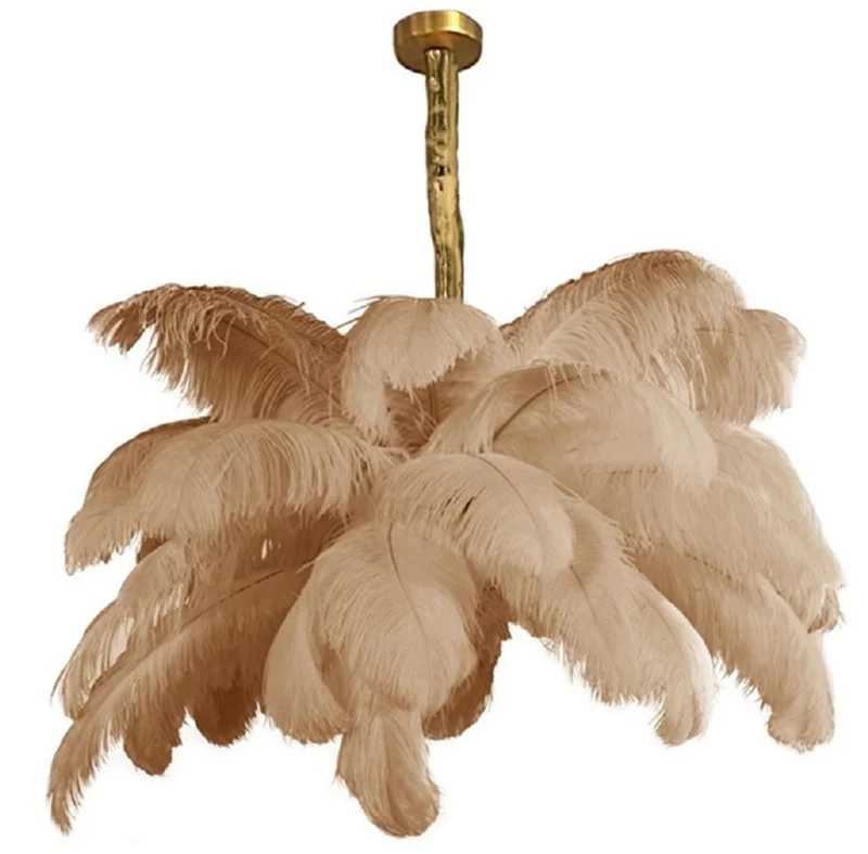 Casa Padrino Luxus Hängeleuchte Palme Khaki / Gold 100 x 100 x H. 40 cm - Moderne Hängelampe im Palmen Design - Luxus Leuchten - Luxus Qualität