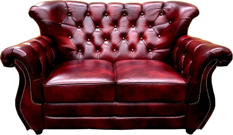 Casa Padrino Luxus Chesterfield Echtleder Wohnzimmer Set Bordeauxrot / Braun / Silber - 2 Leder Sofas & 2 Leder Sessel - Wohnzimmer Möbel - Chesterfield Möbel