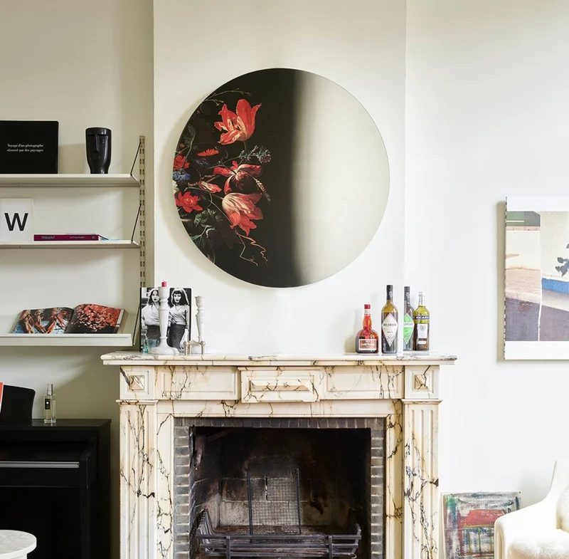 Casa Padrino Luxus Wandspiegel Mehrfarbig Ø 100 cm - Runder Spiegel mit Blumen Design - Luxus Kollektion