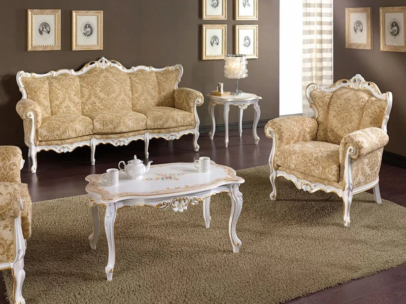 Casa Padrino Luxus Barock Sofa Beige / Weiß / Gold - Handgefertigtes Wohnzimmer Sofa im Barockstil - Barock Wohnzimmer & Hotel Möbel - Luxus Qualität - Made in Italy