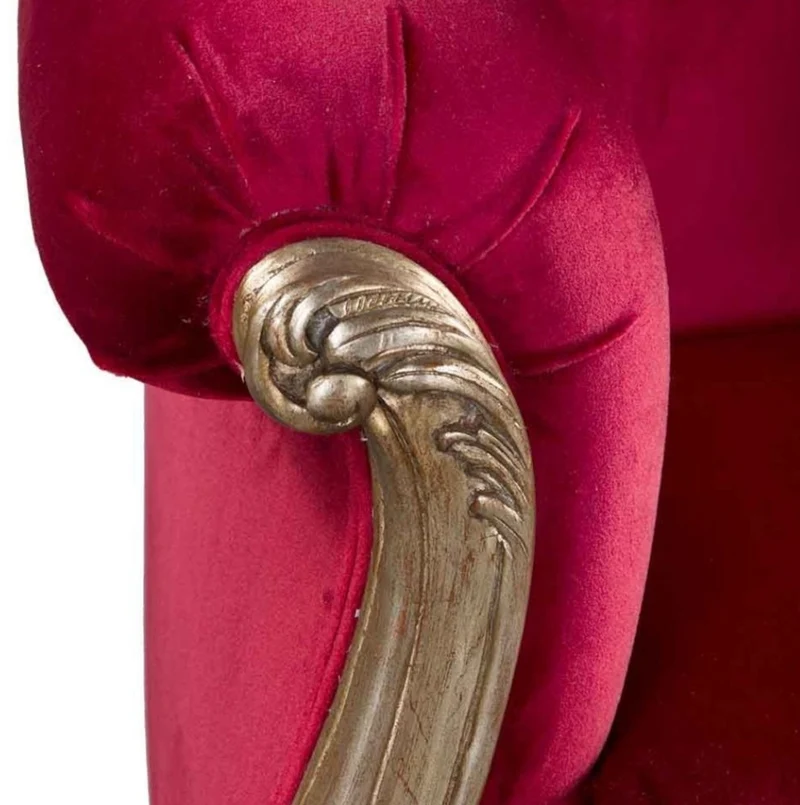 Casa Padrino Luxus Barock Sessel Rot / Antik Gold - Prunkvoller Antik Stil Wohnzimmer Sessel - Barock Wohnzimmer Möbel - Edel & Prunkvoll
