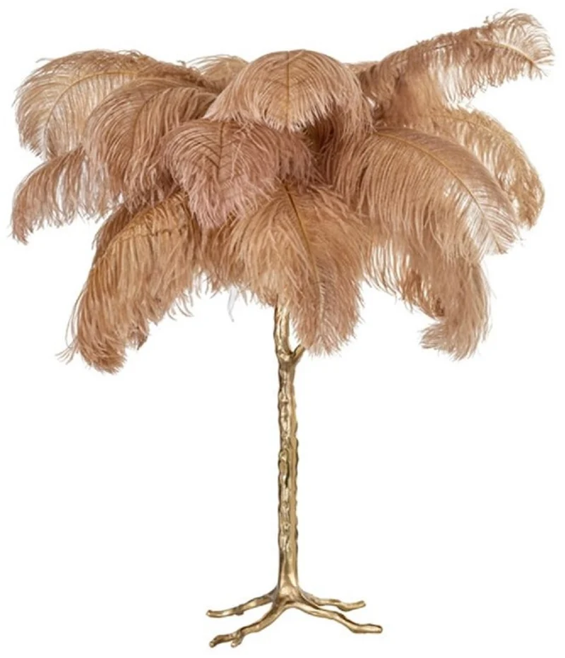 Casa Padrino Luxus Tischleuchte Palme Khaki / Gold 75 x 75 x H. 80 cm - Moderne Tischlampe im Palmen Design - Luxus Leuchten - Luxus Qualität