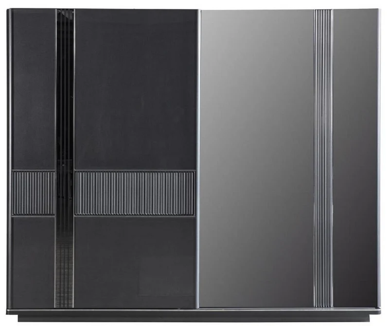 Casa Padrino Luxus Schlafzimmerschrank Grau / Schwarz / Silber 260 x 72 x H. 218 cm - Edler Massivholz Kleiderschrank mit 2 Schiebetüren - Luxus Schlafzimmer Möbel