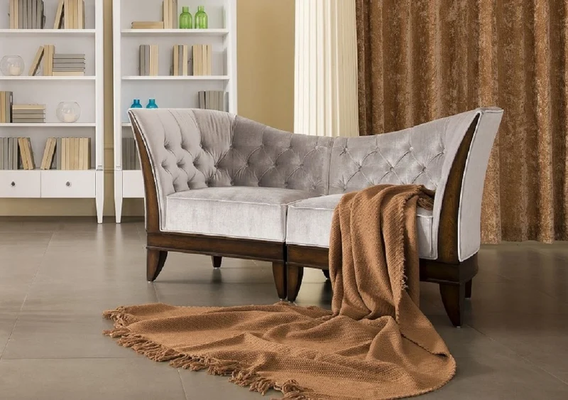 Casa Padrino Luxus Wohnzimmer Sessel Set Silbergrau / Dunkelbraun - 2 Neoklassische Sessel mit edlem Velourstoff - Wohnzimmer Möbel im Neoklassischem Stil