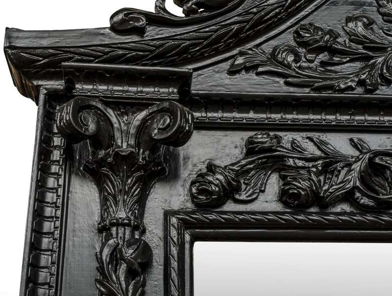 Casa Padrino Luxus Barock Spiegel Schwarz - Handgefertigter Massivholz Spiegel im Barockstil - Barock Möbel - Edel & Prunkvoll