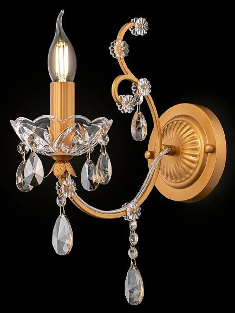 Casa Padrino Barock Kristall Wandleuchte Gold 12 x 27 x H. 36 cm - Prunkvolle Wandlampe im Barockstil - Barock Möbel