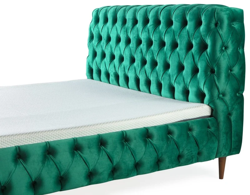 Casa Padrino Luxus Chesterfield Doppelbett Grün / Braun - Verschiedene Größen - Modernes Bett mit Matratze - Schlafzimmer Möbel