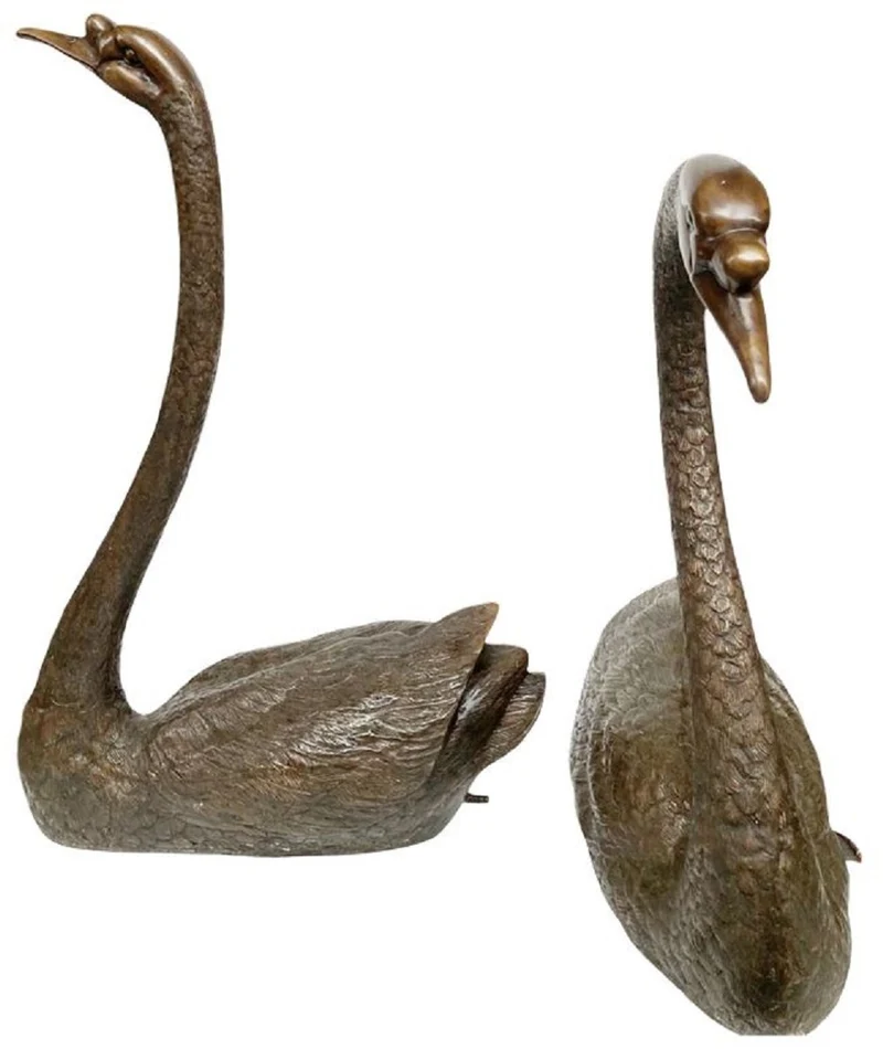 Casa Padrino Luxus Bronze Deko Skulpturen Schwäne Bronzefarben - Bronze Dekofiguren - Luxus Hotel & Restaurant Deko Accessoires