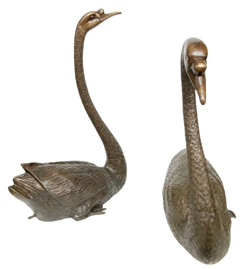 Casa Padrino Luxus Bronze Deko Skulpturen Schwäne Bronzefarben - Bronze Dekofiguren - Luxus Hotel & Restaurant Deko Accessoires