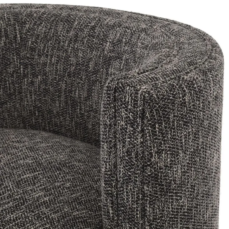 Casa Padrino Luxus Drehsessel Schwarz / Matt Gold 80 x 73 x H. 71,5 cm - Gepolsteter Wohnzimmer Sessel - Luxus Möbel