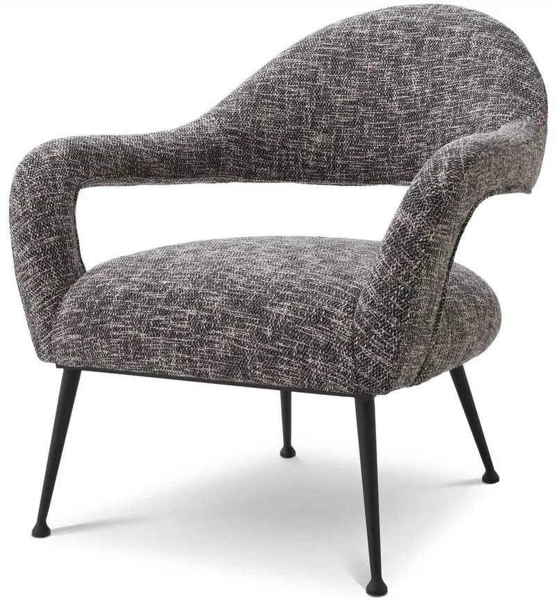 Casa Padrino Designer Sessel Schwarz / Schwarz 80 x 76 x H. 85 cm - Wohnzimmer Sessel - Designer Möbel - Luxus Qualität