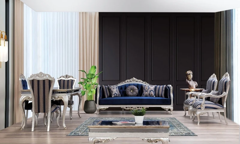 Casa Padrino Luxus Barock Wohnzimmertisch Schwarz / Silber / Gold 102 x 102 x H. 41 cm - Edler Massivholz Couchtisch im Barockstil - Barock Wohnzimmer Möbel