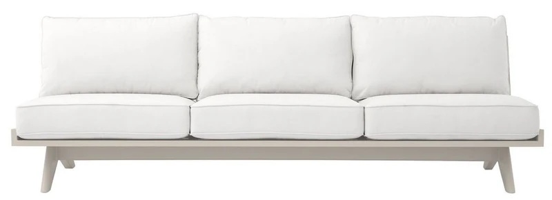 Casa Padrino Luxus Gartensofa Weiß / Sandfarben 230 x 88 x H. 76 cm - Wetterbeständiges Garten Terrassen Sofa - Hotel Möbel - Luxus Qualität
