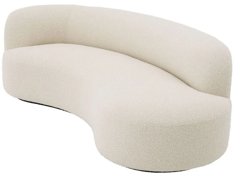 Casa Padrino Luxus Sofa Creme / Schwarz 230 x 110 x H. 68 cm - Gebogenes Wohnzimmer Sofa - Hotel Sofa - Luxus Qualität