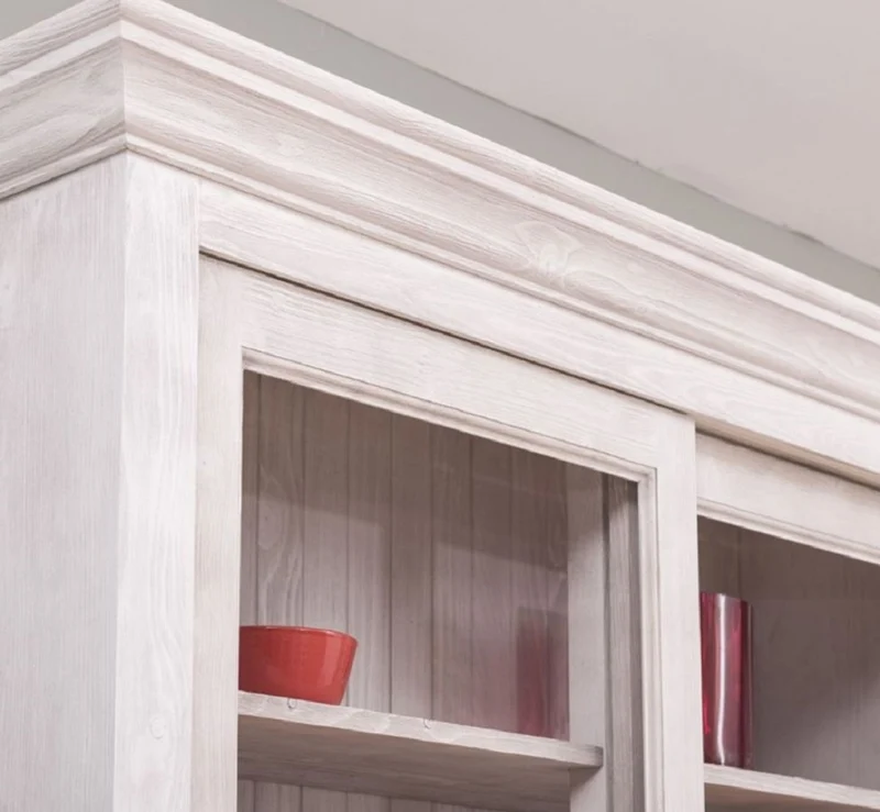 Casa Padrino Landhausstil Esszimmerschrank Hellgrau 142 x 48 x H. 225 cm - Massivholz Küchenschrank - Landhausstil Esszimmer Möbel