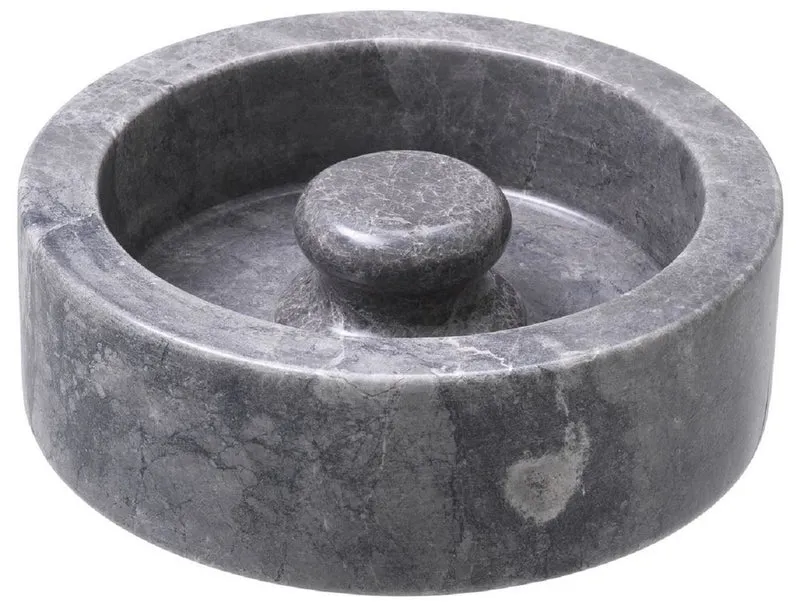 Casa Padrino Luxus Aschenbecher Grau Ø 20 x H. 7,5 cm - Runder Marmor Aschenbecher - Deko Accessoires - Luxus Qualität