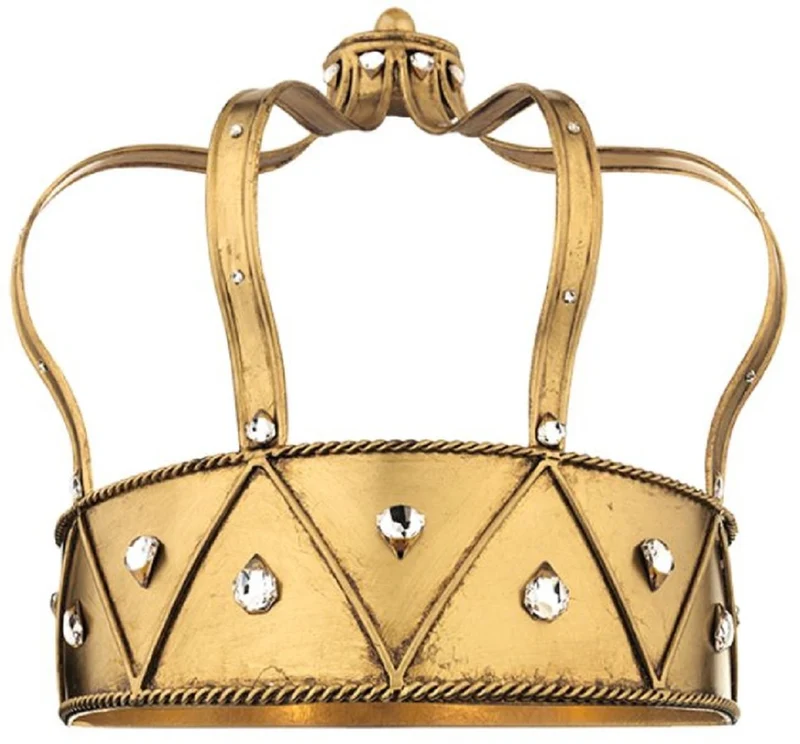 Casa Padrino Luxus Barock LED Wandleuchte Krone Gold 34 x 18 x H. 32 cm - Handgefertigte Metall Wandlampe mit Swarovski Kristallglas - Barock Wandleuchten