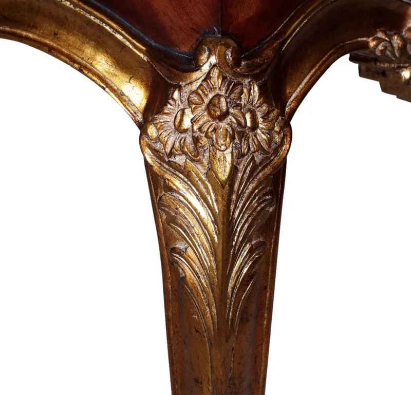 Casa Padrino Luxus Barock Beistelltisch Dunkelbraun / Antik Gold - Prunkvoller Massivholz Tisch im Barockstil - Barock Wohnzimmer Möbel