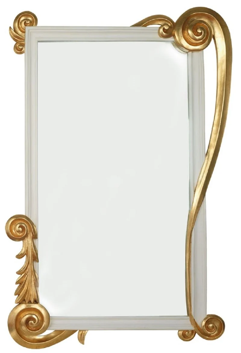 Casa Padrino Luxus Barock Spiegel Gold / Weiß - Handgefertigter Massivholz Wandspiegel im Barockstil - Barock Möbel - Luxus Qualität - Made in Italy
