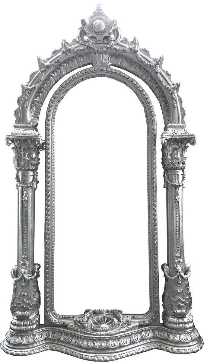 Pompöös by Casa Padrino Luxus Barock Spiegel Silber 134 x H. 257 cm - Handgeschnitzt - Harald Glööckler Spiegel