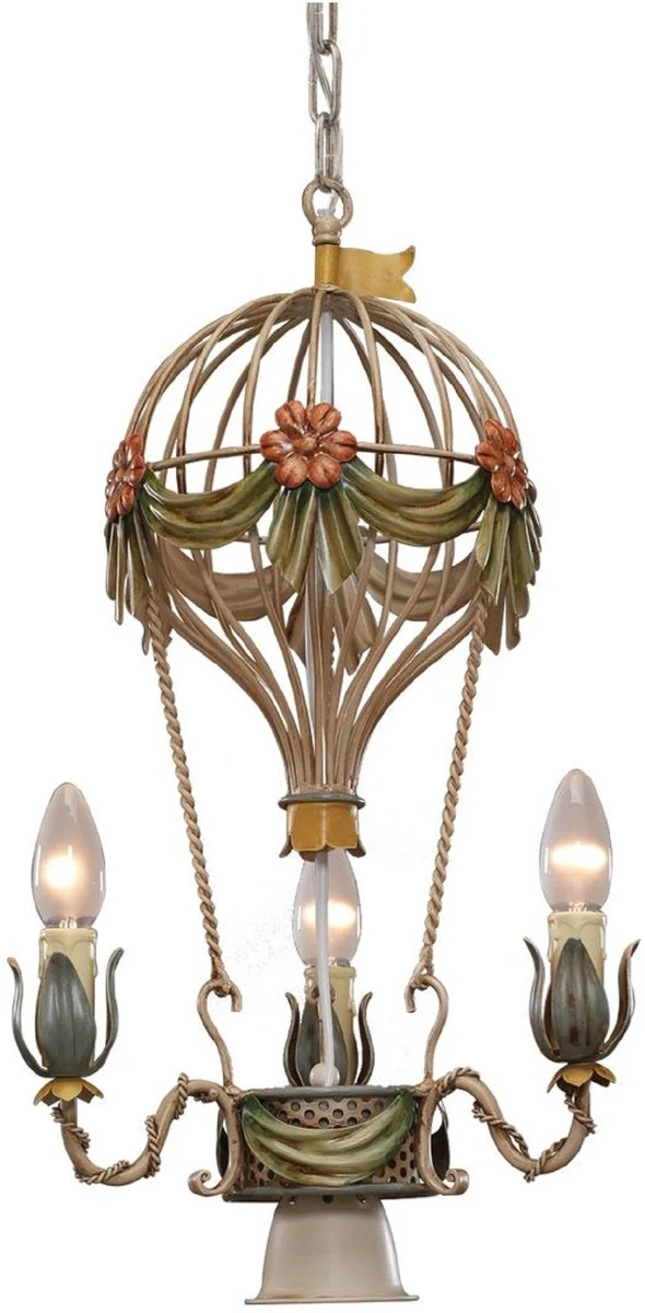 Casa Padrino Luxus Jugendstil Kronleuchter Heißluftballon Mehrfarbig Ø 27 x H. 55 cm - Barock & Jugendstil Wohnzimmer Kronleuchter