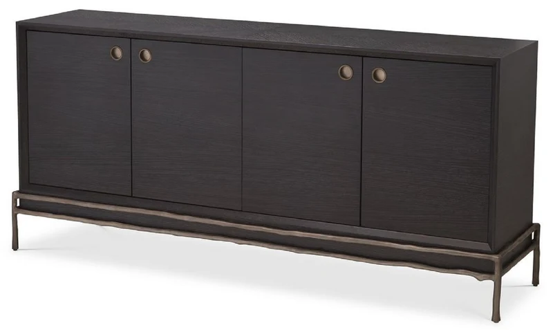 Casa Padrino Luxus Sideboard Anthrazitgrau / Bronzefarben 180 x 45 x H. 82 cm - Wohnzimmer Möbel - Hotel Möbel - Luxus Kollektion