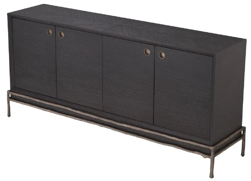 Casa Padrino Luxus Sideboard Anthrazitgrau / Bronzefarben 180 x 45 x H. 82 cm - Wohnzimmer Möbel - Hotel Möbel - Luxus Kollektion