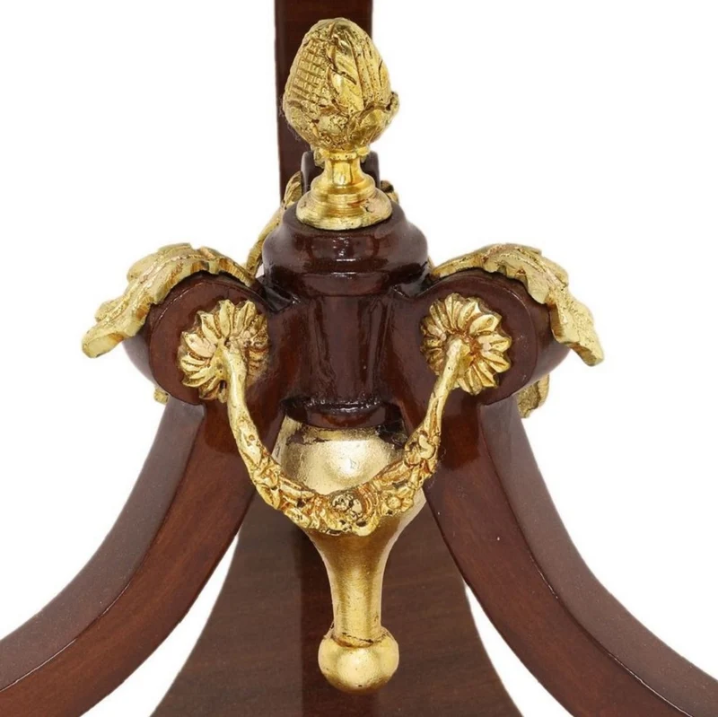 Casa Padrino Barock Beistelltisch Braun / Gold / Grau Ø 55 x H. 78 cm - Runder Massivholz Tisch im Barockstil - Barock Wohnzimmer Möbel