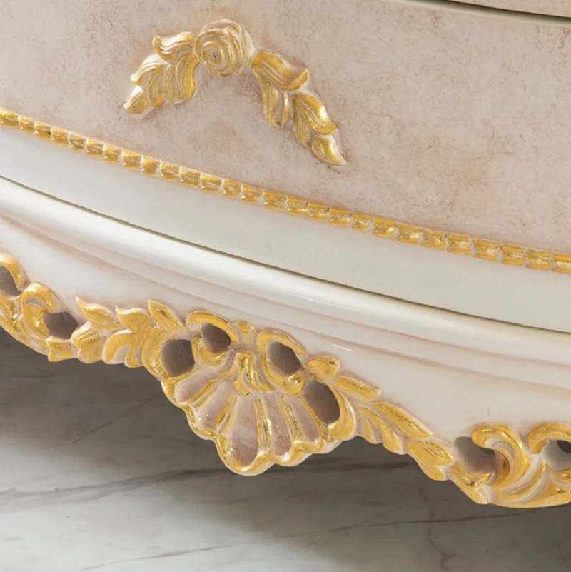 Casa Padrino Luxus Barock Möbel Set Sideboard mit Spiegel Beige / Weiß / Gold - Prunkvoller Massivholz Schrank mit elegantem Wandspiegel - Möbel im Barockstil