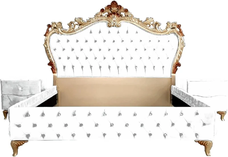 Casa Padrino Barock Schlafzimmer Set - Verschiedene Farben - 1 Doppelbett mit Kopfteil & 2 Nachtkommoden - Schlafzimmer Möbel im Barockstil - Edel & Prunkvoll