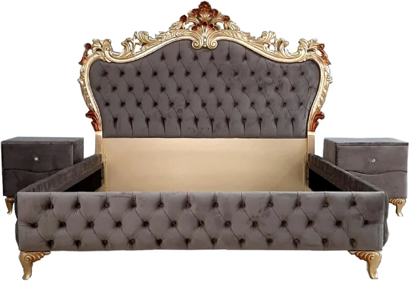 Casa Padrino Barock Schlafzimmer Set - Verschiedene Farben - 1 Doppelbett mit Kopfteil & 2 Nachtkommoden - Schlafzimmer Möbel im Barockstil - Edel & Prunkvoll