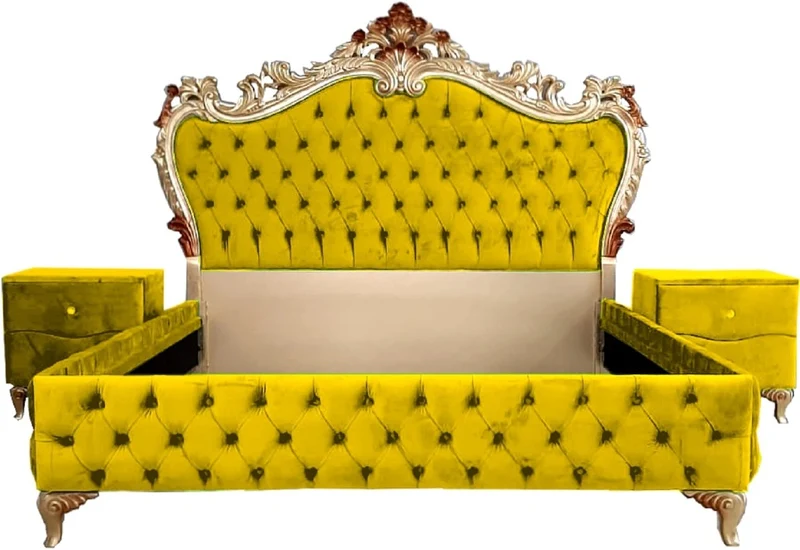 Casa Padrino Barock Schlafzimmer Set - Verschiedene Farben - 1 Doppelbett mit Kopfteil & 2 Nachtkommoden - Schlafzimmer Möbel im Barockstil - Edel & Prunkvoll