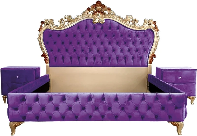 Casa Padrino Barock Schlafzimmer Set - Verschiedene Farben - 1 Doppelbett mit Kopfteil & 2 Nachtkommoden - Schlafzimmer Möbel im Barockstil - Edel & Prunkvoll