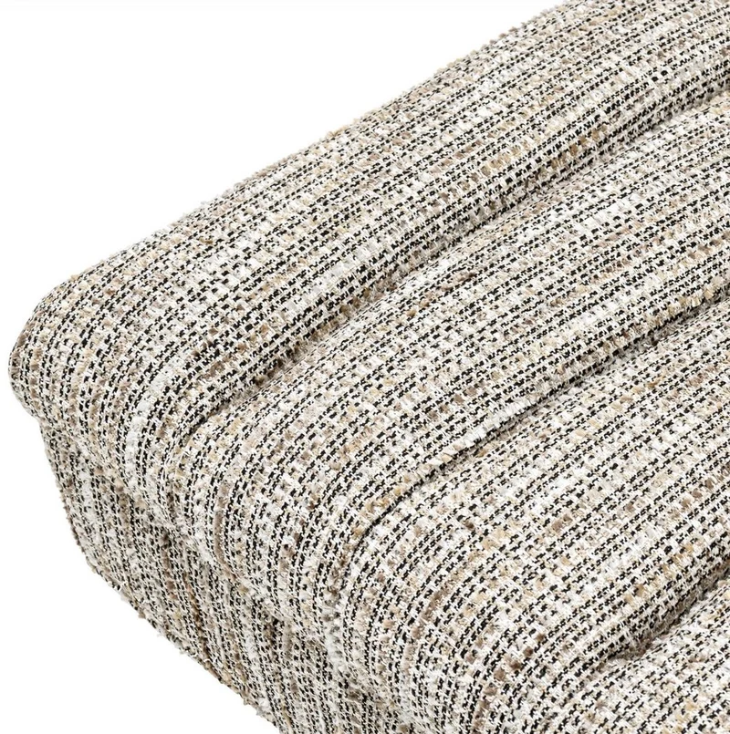 Casa Padrino Luxus Sitzbank Beige / Schwarz / Messingfarben 68 x 50 x H. 45 cm - Gepolsterte Massivholz Bank - Wohnzimmer Möbel - Hotel Möbel - Luxus Kollektion