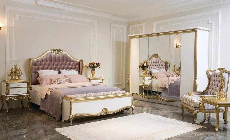 Casa Padrino Luxus Barock Nachtkommode Weiß / Gold - Handgefertigter Massivholz Nachttisch mit 2 Schubladen - Barock Schlafzimmer Möbel