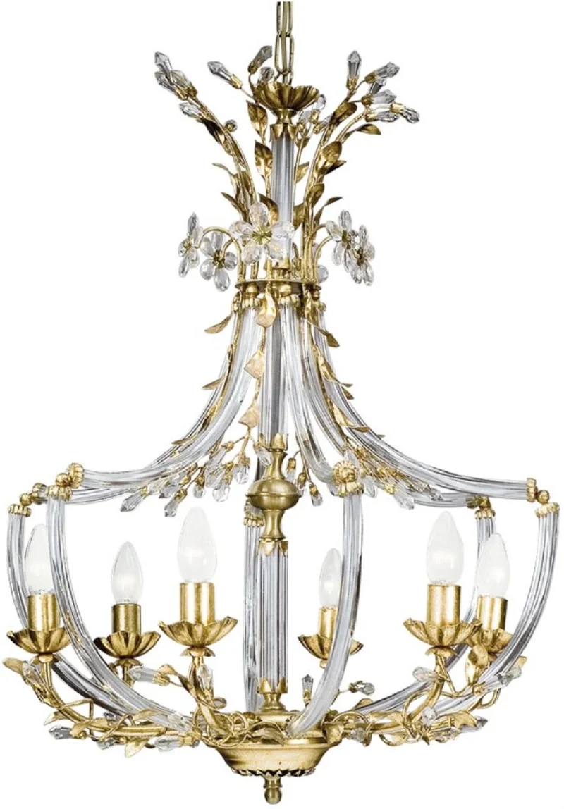 Casa Padrino Luxus Barock Kristall Kronleuchter Gold Ø 55 x H. 80 cm - Prunkvoller Kronleuchter mit edlem Swarovski Kristallglas - Luxus Qualität