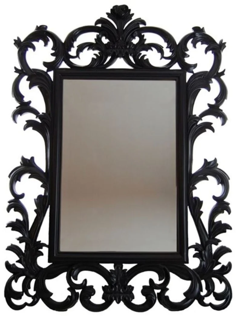 Casa Padrino Luxus Barock Spiegel Schwarz - Handgefertigter Wandspiegel im Barockstil - Prunkvolle Barock Deko Accessoires