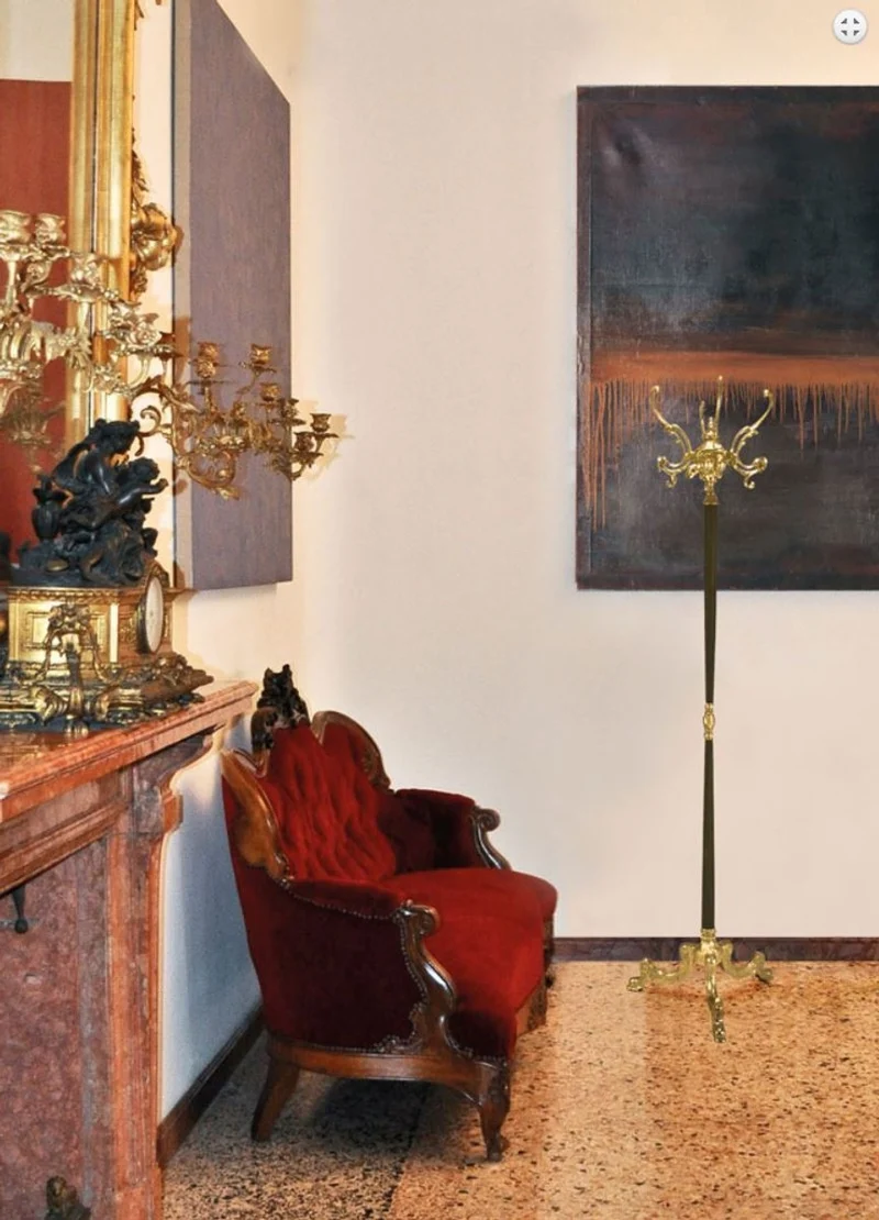 Casa Padrino Luxus Barock Garderobenständer Gold / Grün 45 x 45 x H. 175 cm - Edler Messing Kleiderständer - Barock Hotel Garderoben Möbel