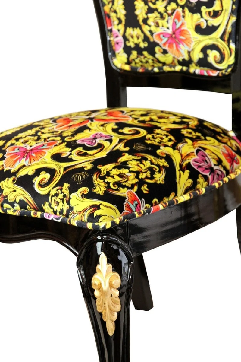 Pompöös by Casa Padrino Barock Luxus Esszimmer Set Butterflies & Flowers - Pompööser Barock Esstisch mit Glasplatte und 8 Stühlen designed by Harald Glööckler - Barock Esszimmer Möbel