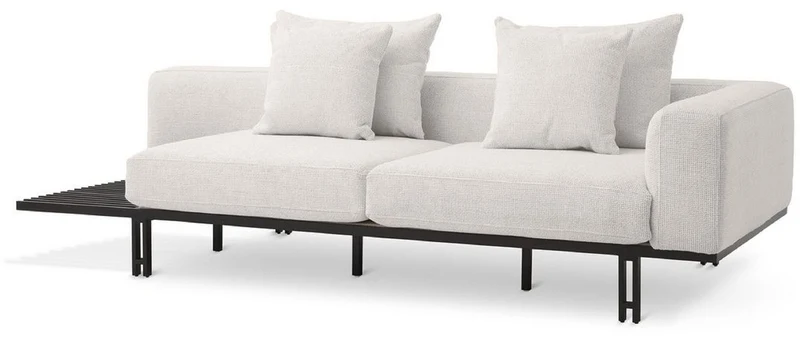 Casa Padrino Luxus Sofa Creme / Bronze 233 x 104 x H. 60,5 cm - Modernes Wohnzimmer Sofa Rechte Seite - Hotel Sofa - Luxus Qualität